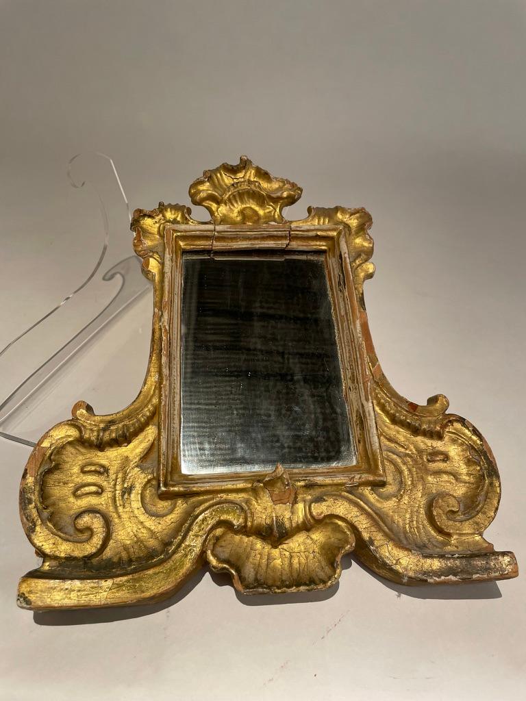 18th Century Italian Gilt Wood Carte Gloria Frame With Mirror 6