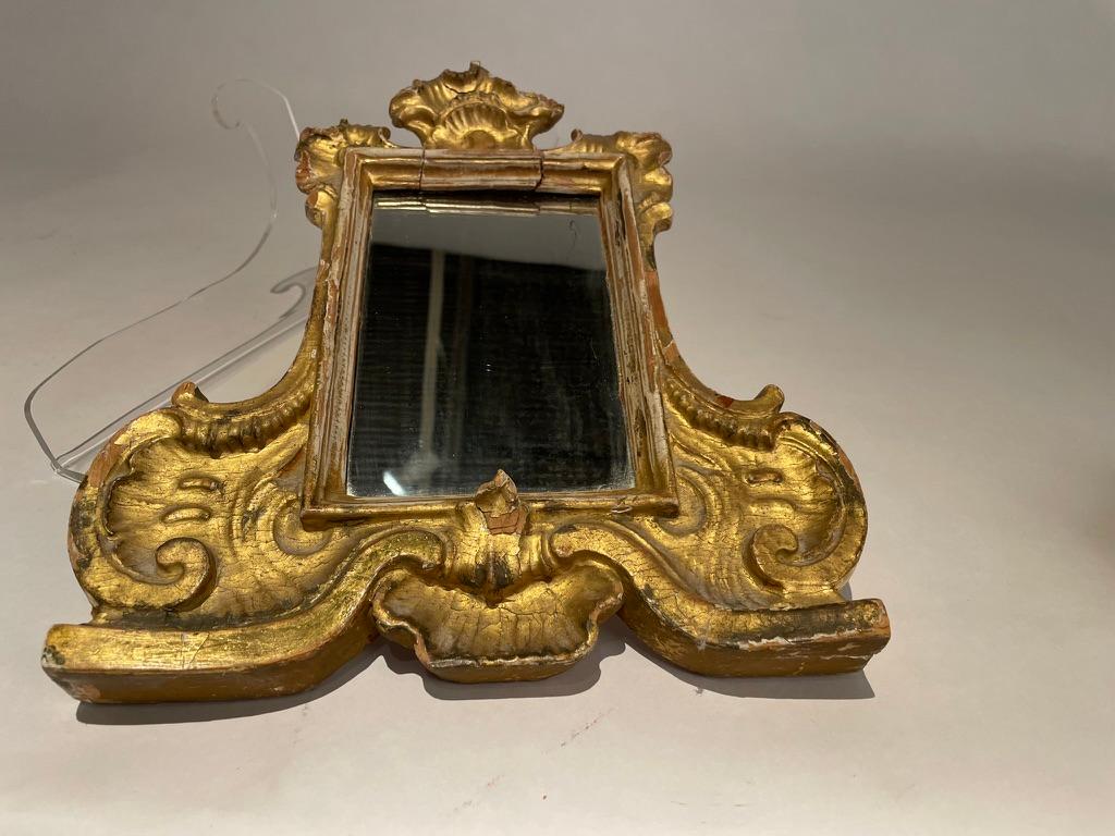 18th Century Italian Gilt Wood Carte Gloria Frame With Mirror 8