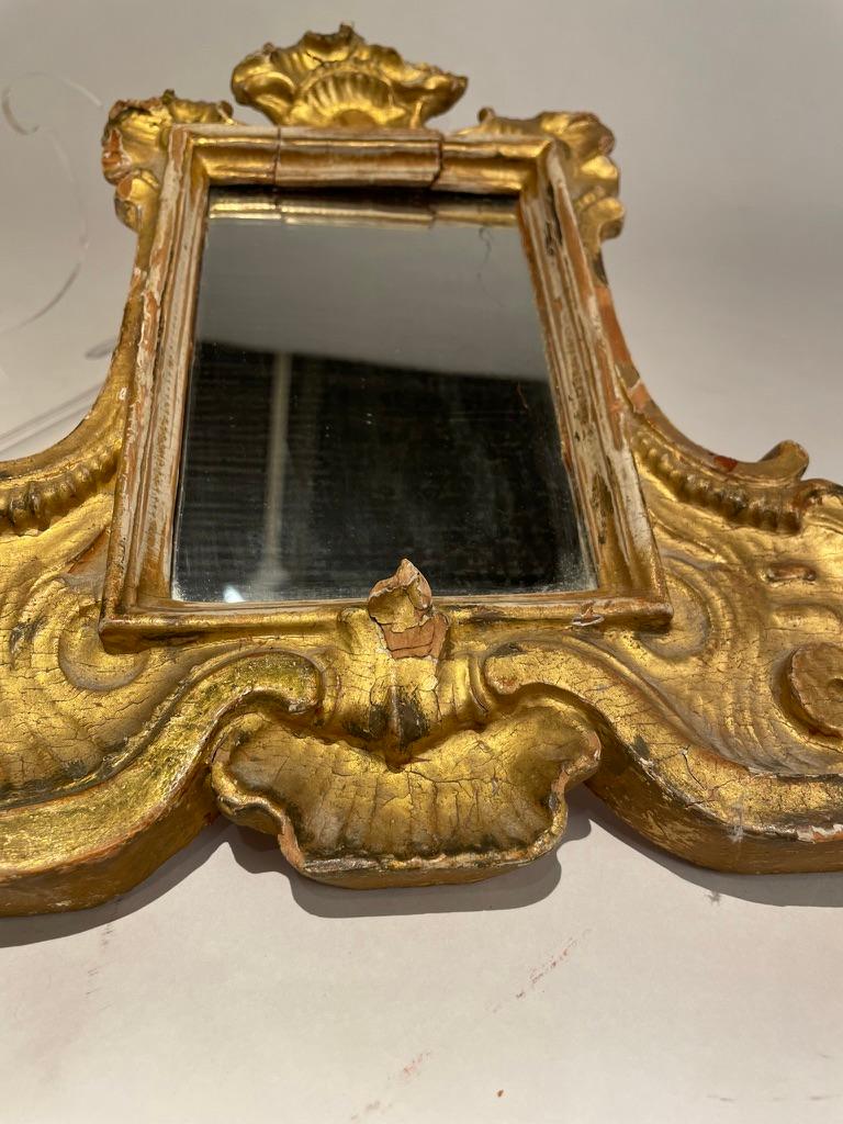 18th Century Italian Gilt Wood Carte Gloria Frame With Mirror 9
