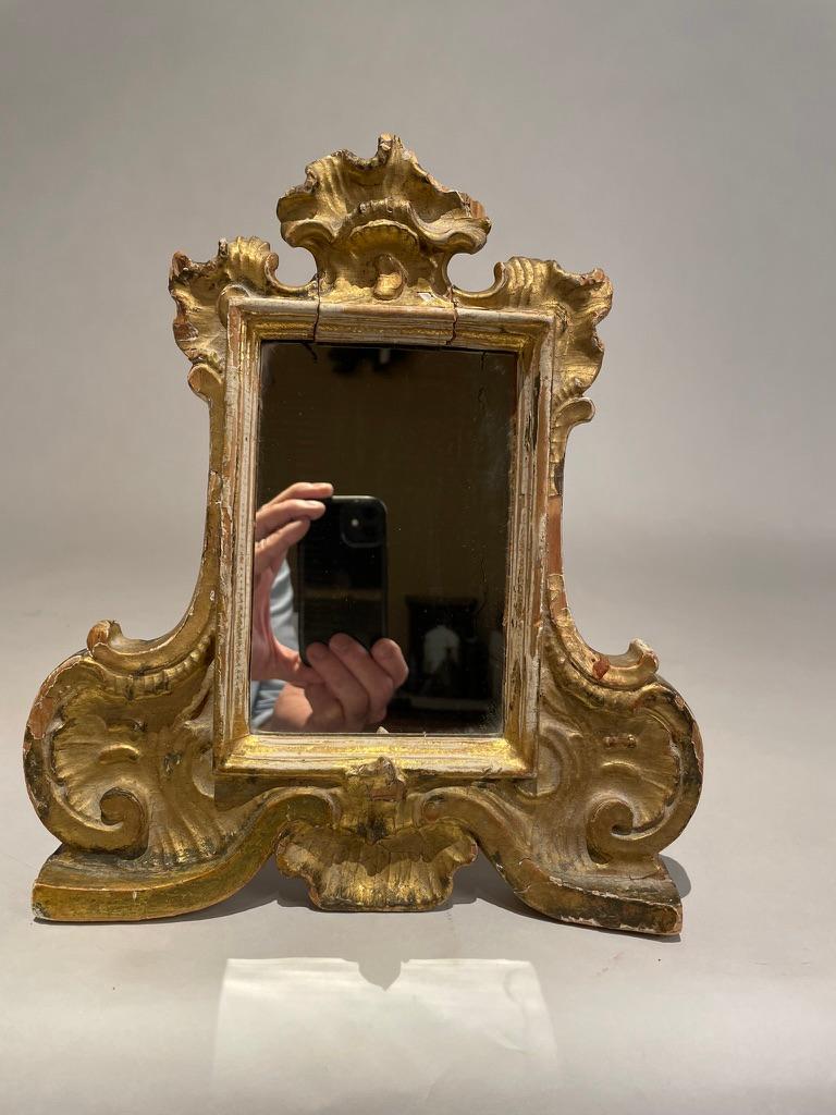 18th Century Italian Gilt Wood Carte Gloria Frame With Mirror 10