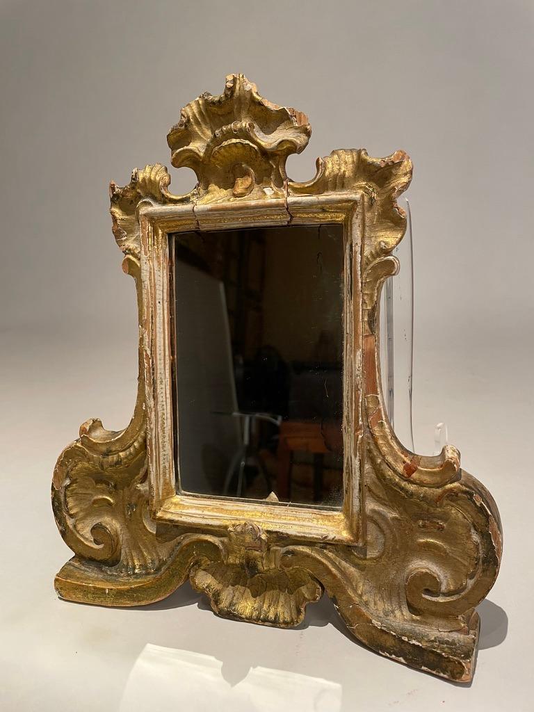 18th Century Italian Gilt Wood Carte Gloria Frame With Mirror 1