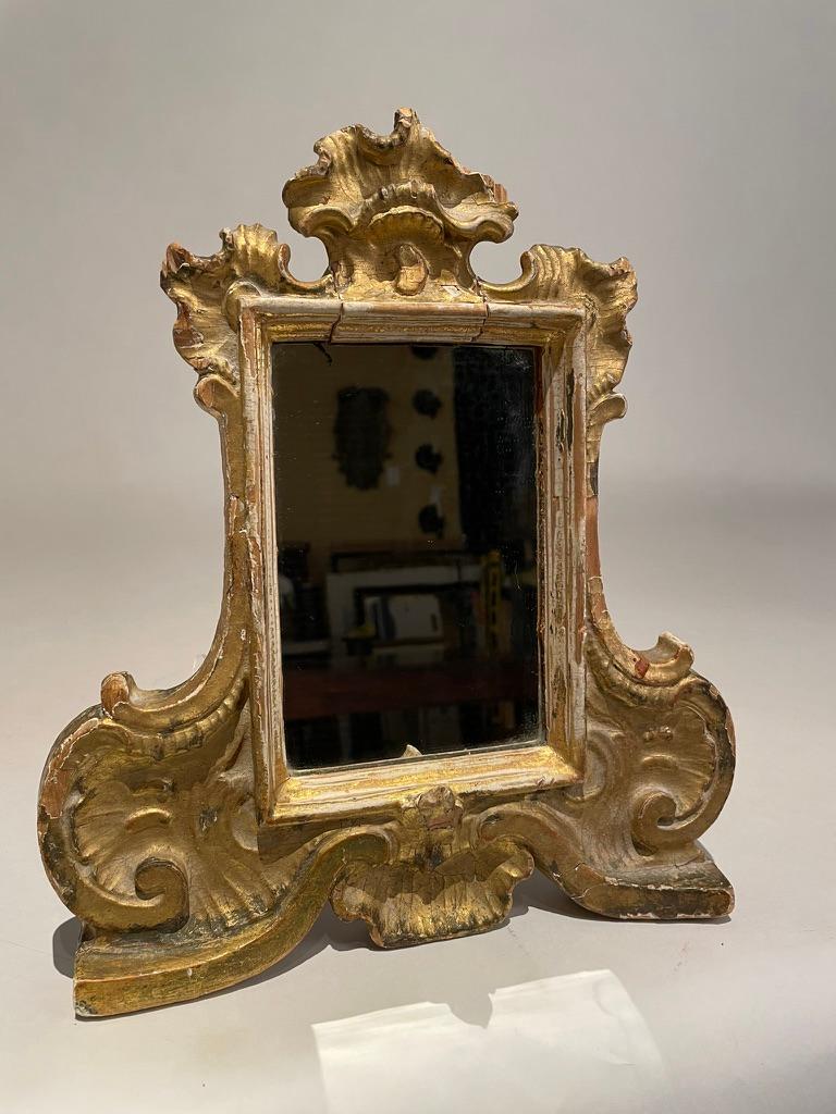 18th Century Italian Gilt Wood Carte Gloria Frame With Mirror 2