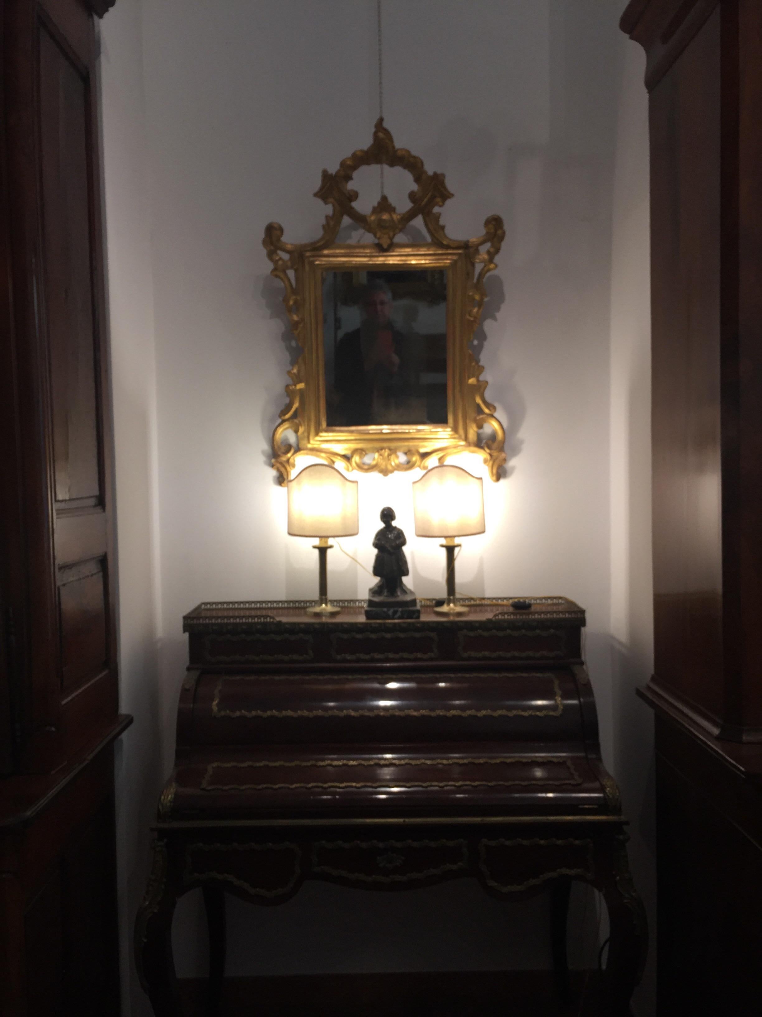 18th Century Italian Gilt Wood Mirror Louis XV with Mercury Plate For Sale 3