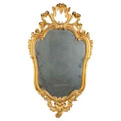 18th Century Italian Giltwood Mirror Louis XV with Mercury Plate