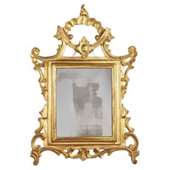 Antique 18th Century Italian Gilt Wood Mirror Louis XV with Mercury Plate