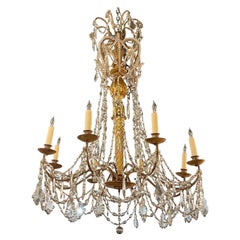18th Century Italian Giltwood and Crystal 8 Light Chandelier 18th Century Italian Giltwood and Crystal 8 Light Chandelier