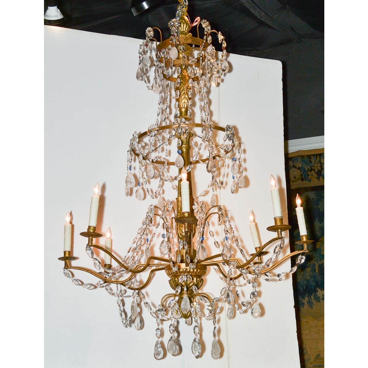 18th Century Italian Giltwood and Crystal Chandelier In Good Condition In Dallas, TX