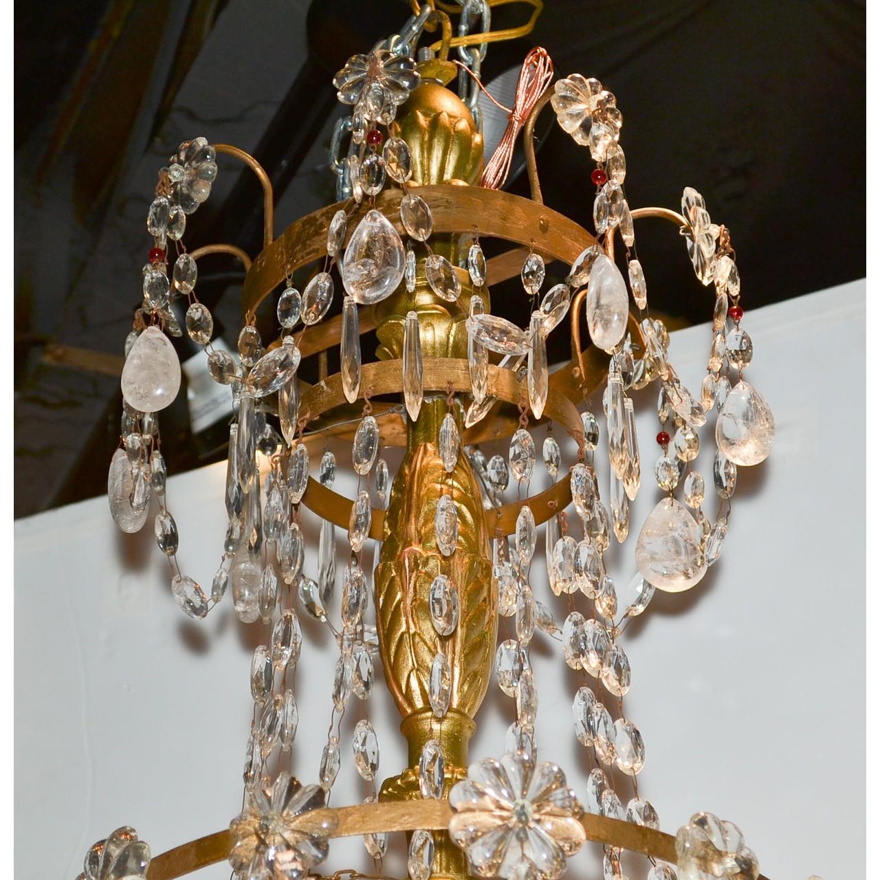 18th Century Italian Giltwood and Crystal Chandelier 1