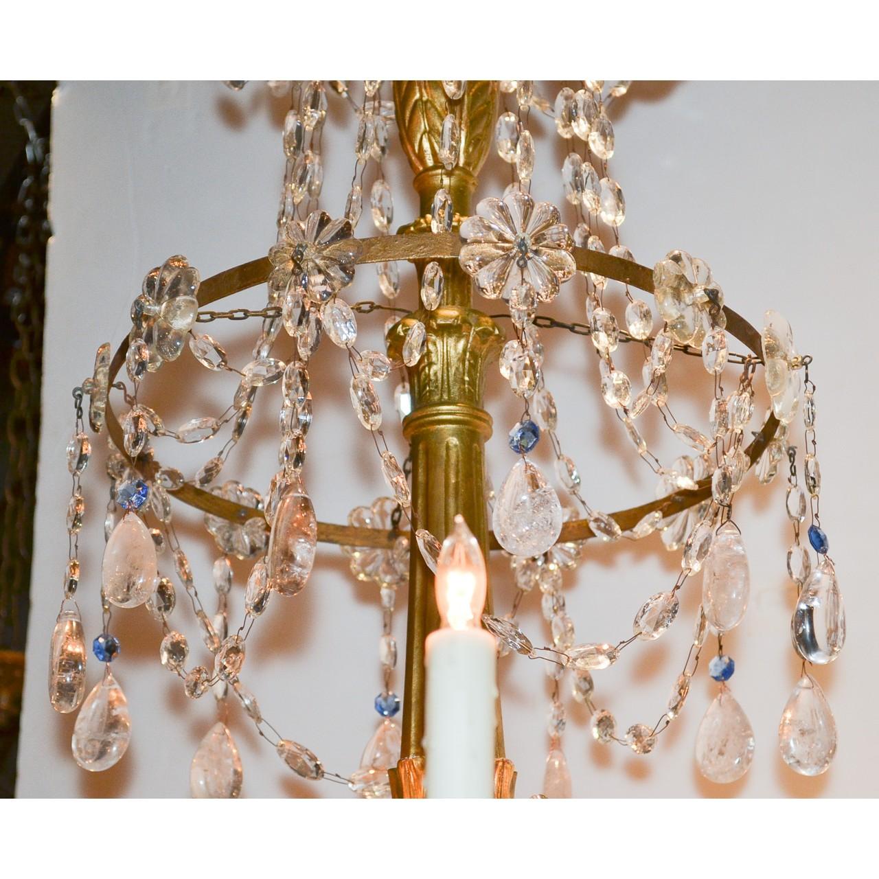 18th Century Italian Giltwood and Crystal Chandelier 2