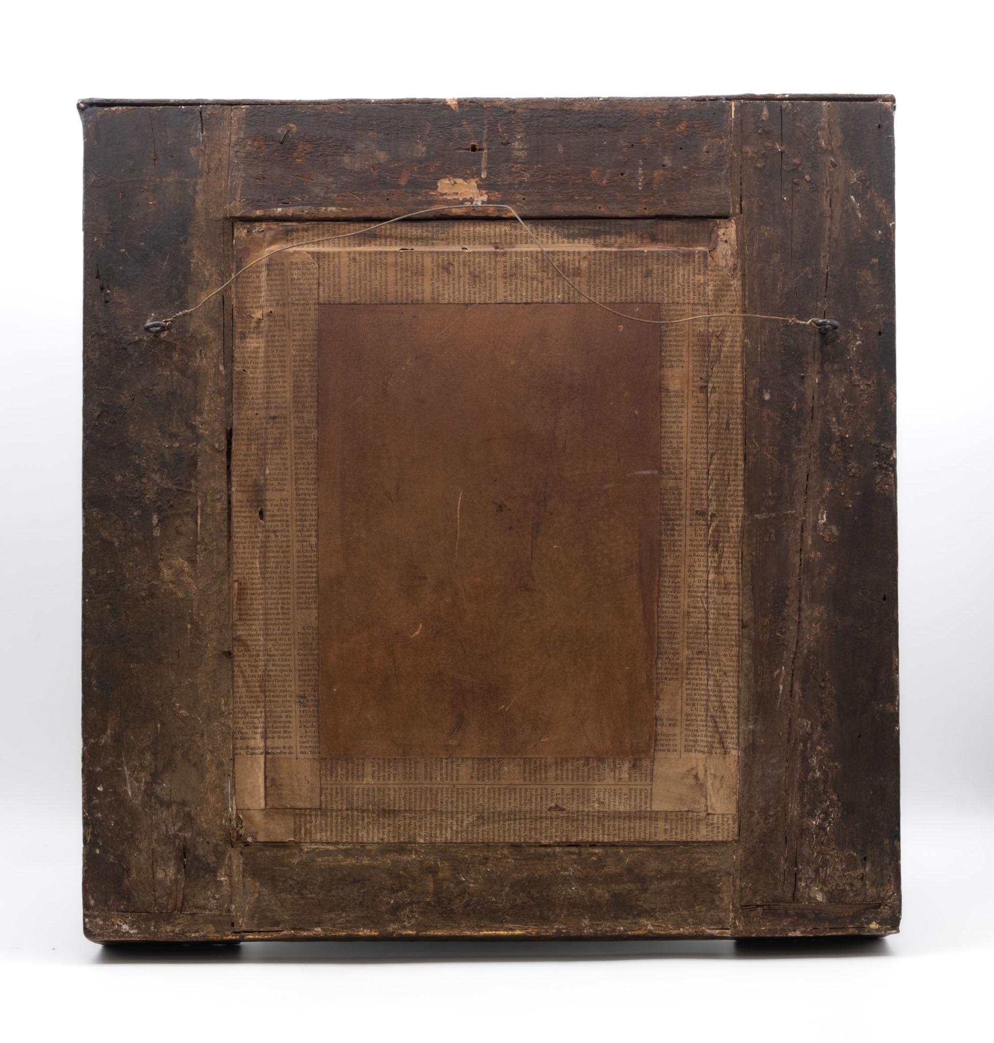 Espejo de pared italiano del siglo XVIII de madera dorada y columnas laterales de cariátides pintadas en venta 11