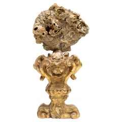 18th Century Italian Giltwood Base with a Chesapecten Fossil Shell Formation