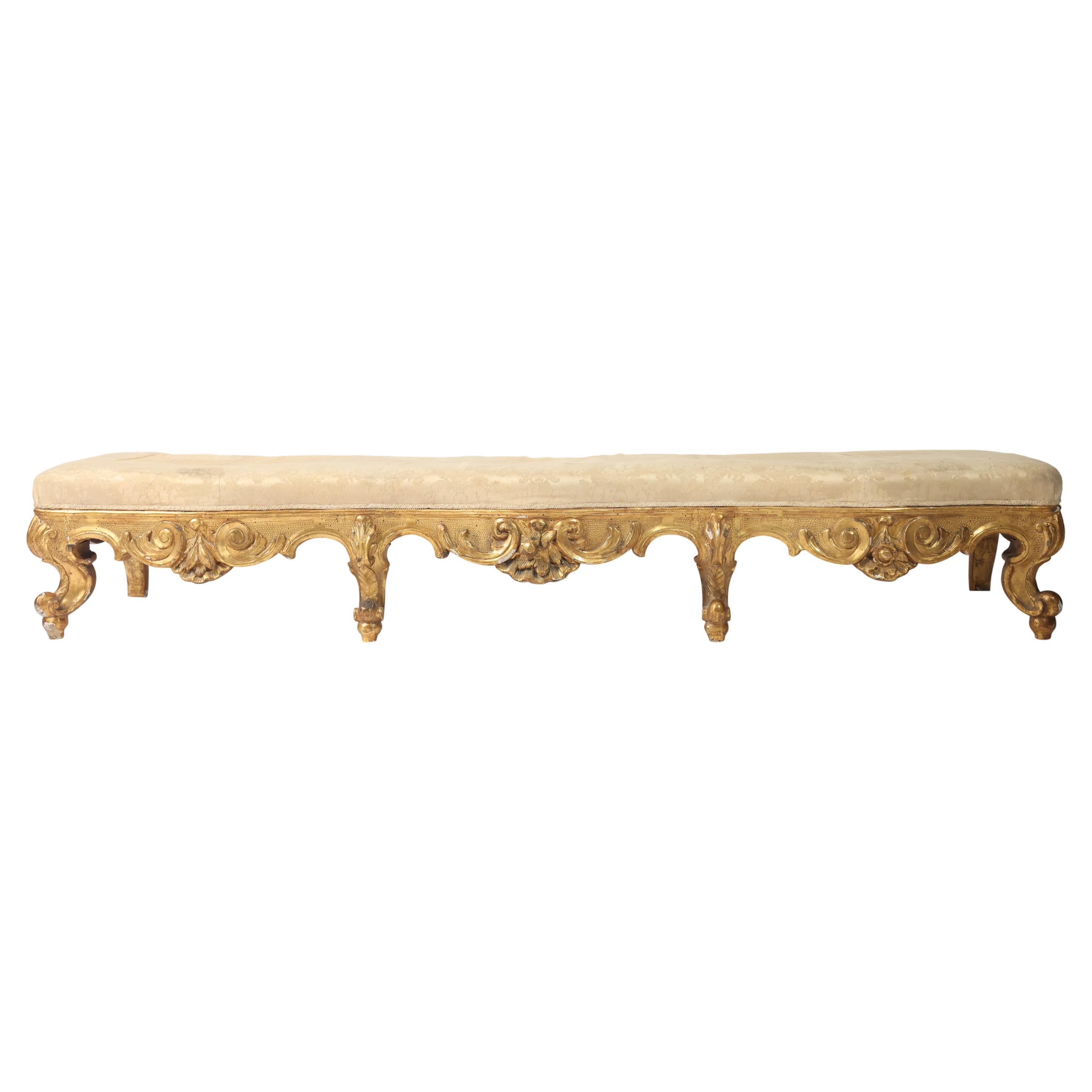 18th Century Italian Giltwood Bench For Sale