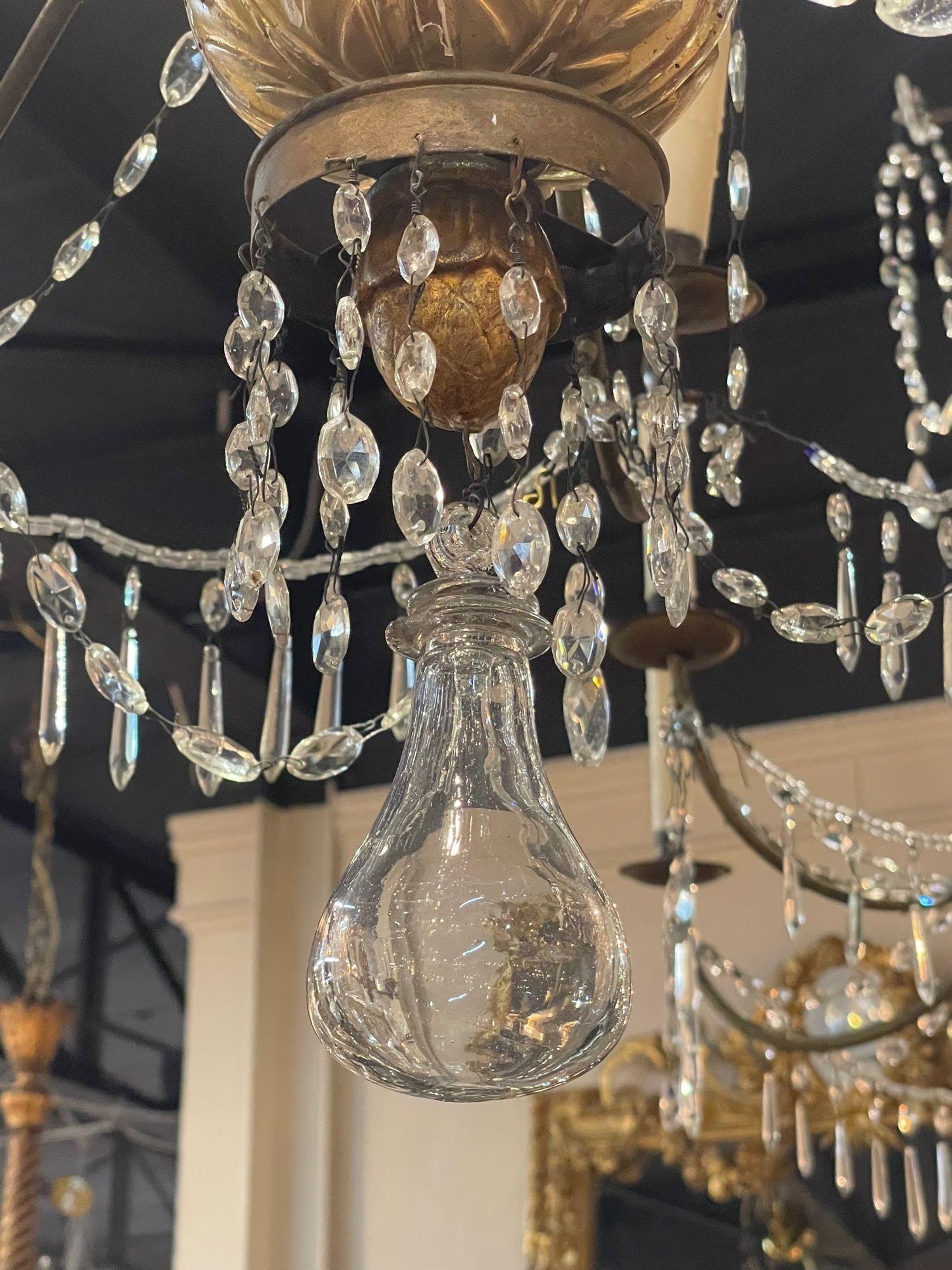 18th Century and Earlier 18th Century Italian Giltwood Chandeliers from Genoa For Sale