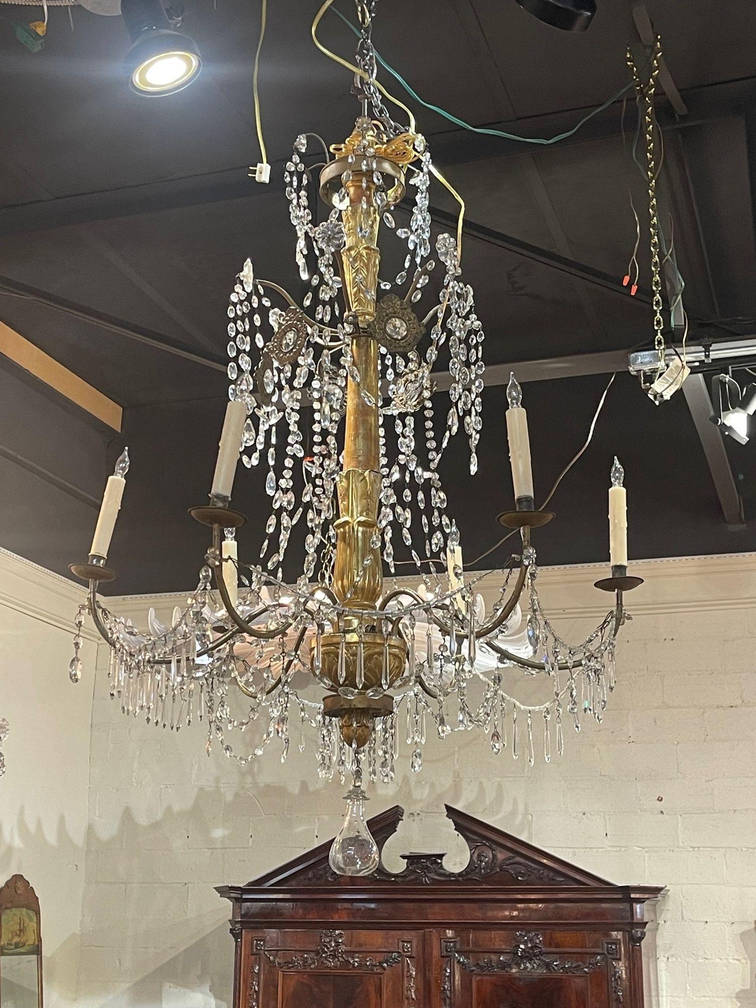 18th Century Italian Giltwood Chandeliers from Genoa For Sale 1