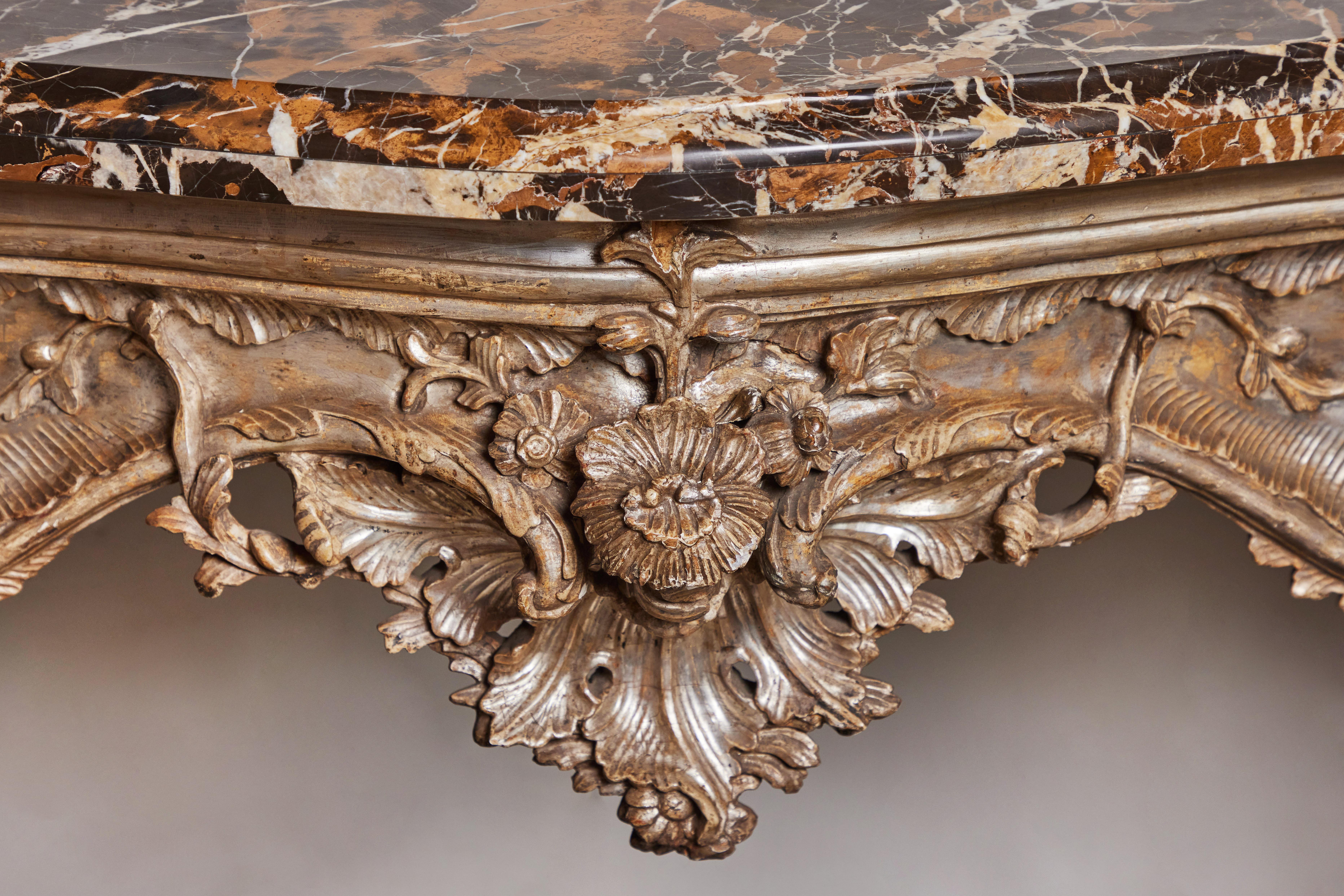 Hand-Carved 18th Century, Italian Giltwood Console For Sale
