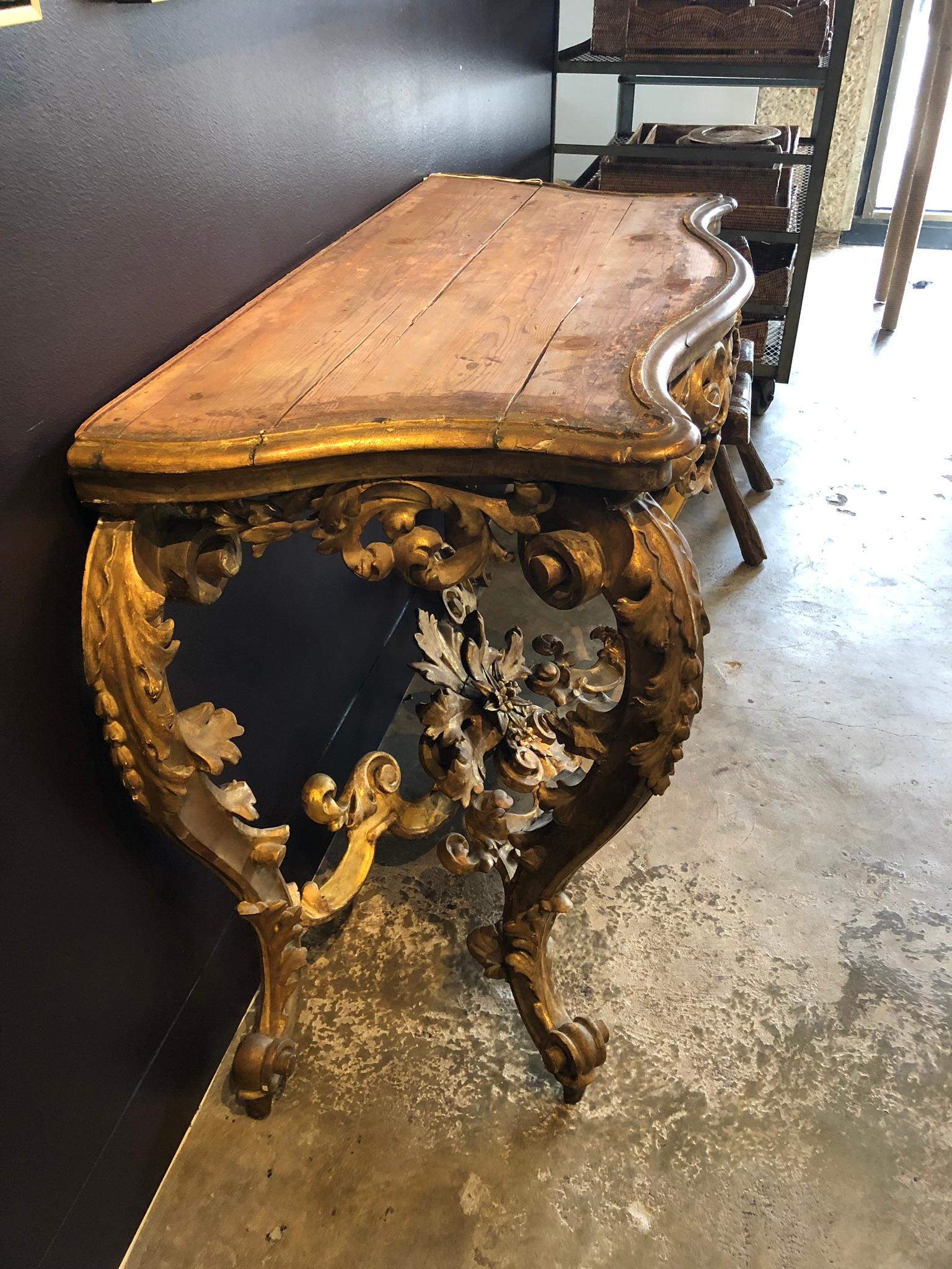 18th Century Italian Giltwood Console For Sale 1