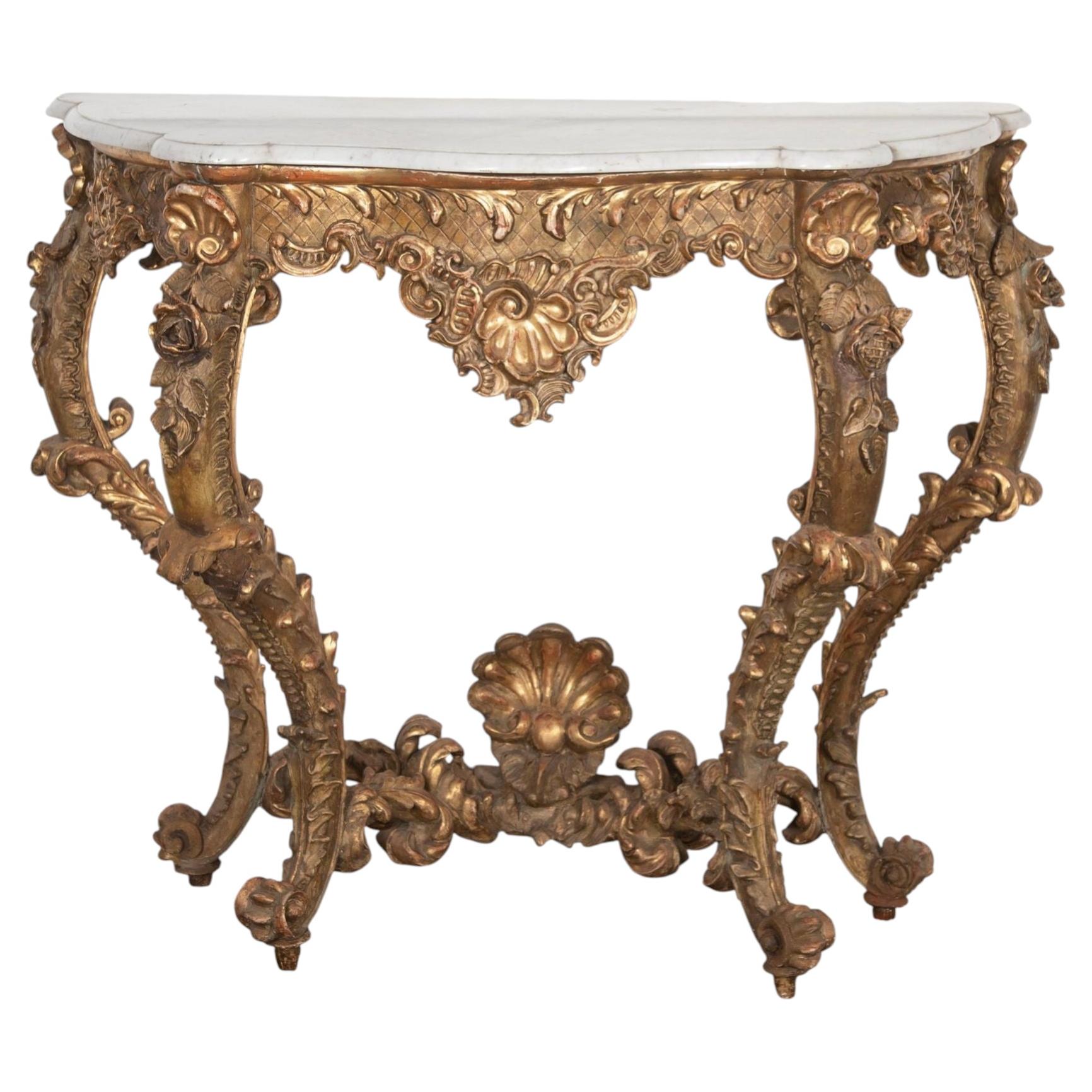 18th Century Italian Giltwood Console Table
