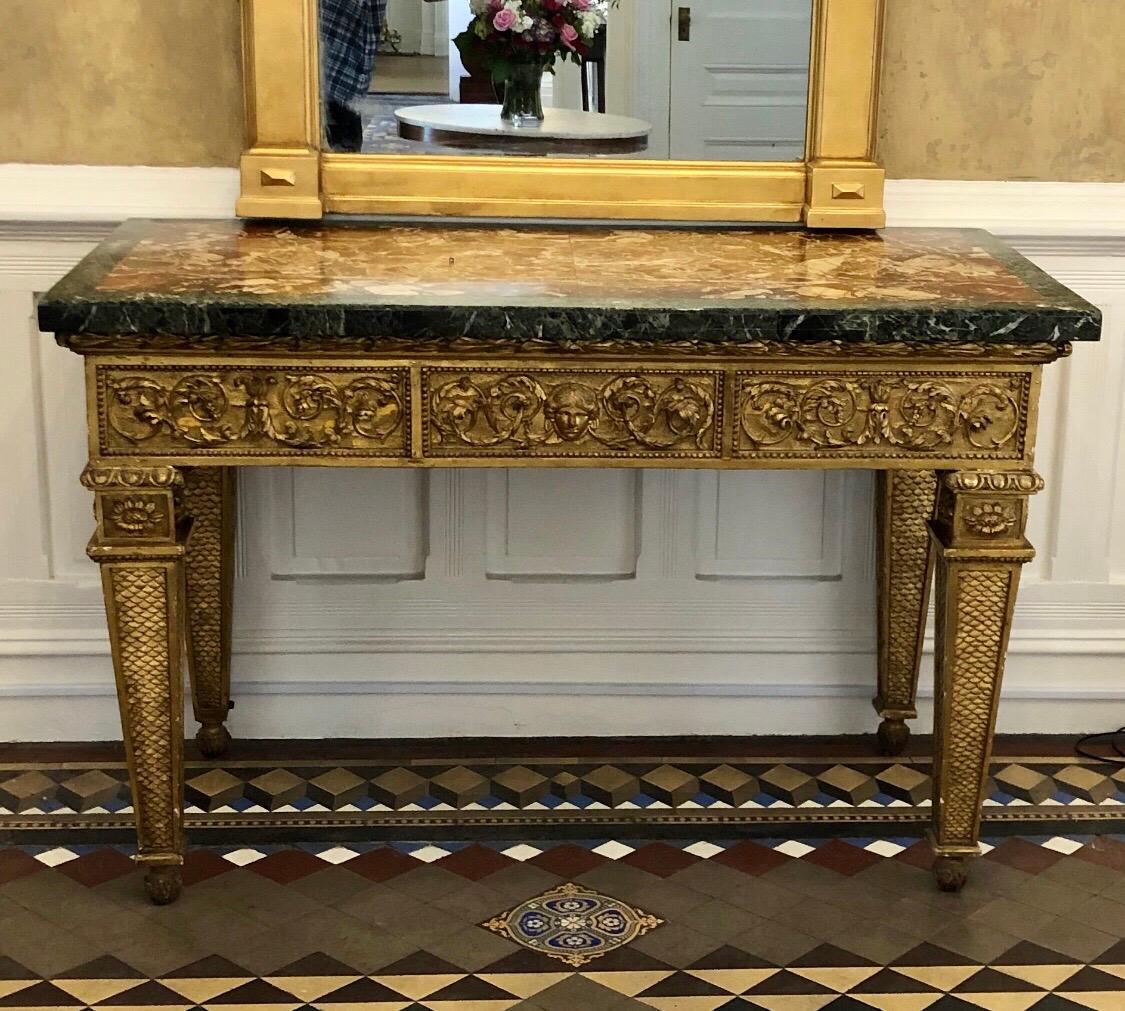 18th Century, Italian Giltwood Console Table with Original Marble Top For Sale 13