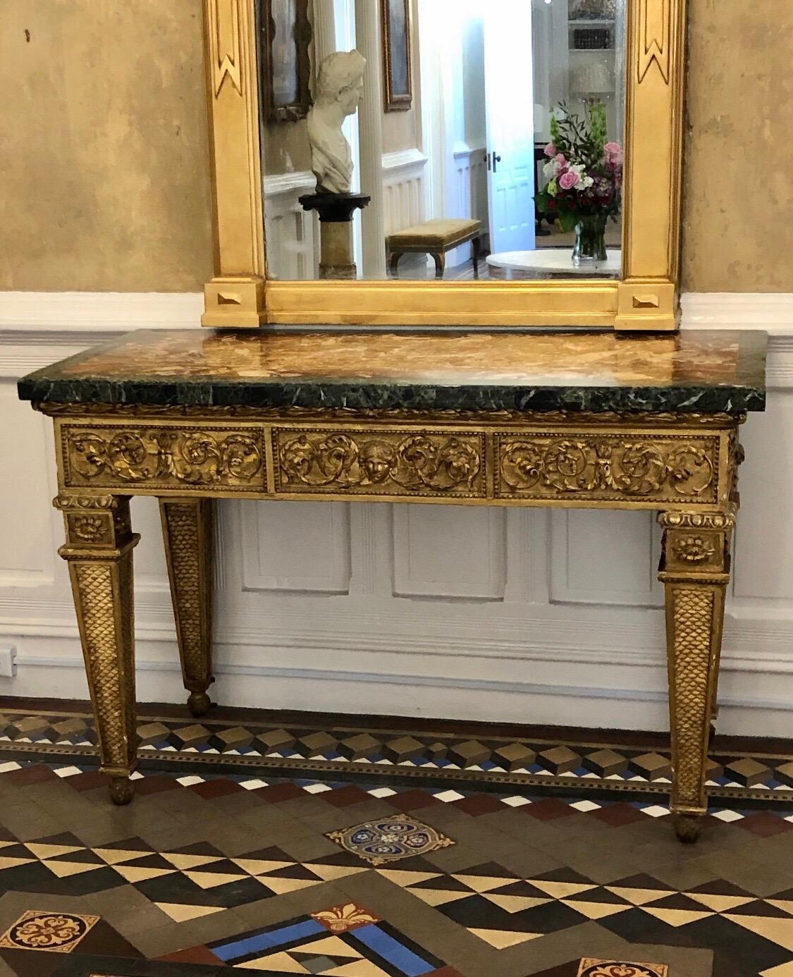 18th Century, Italian Giltwood Console Table with Original Marble Top In Good Condition For Sale In Charleston, SC