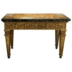 18th Century, Italian Giltwood Console Table with Original Marble Top