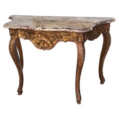 18th Century Italian Giltwood Console with Shaped Marble Top