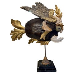 18. Jahrhundert Italienisch Giltwood Element Fisch Skulptur