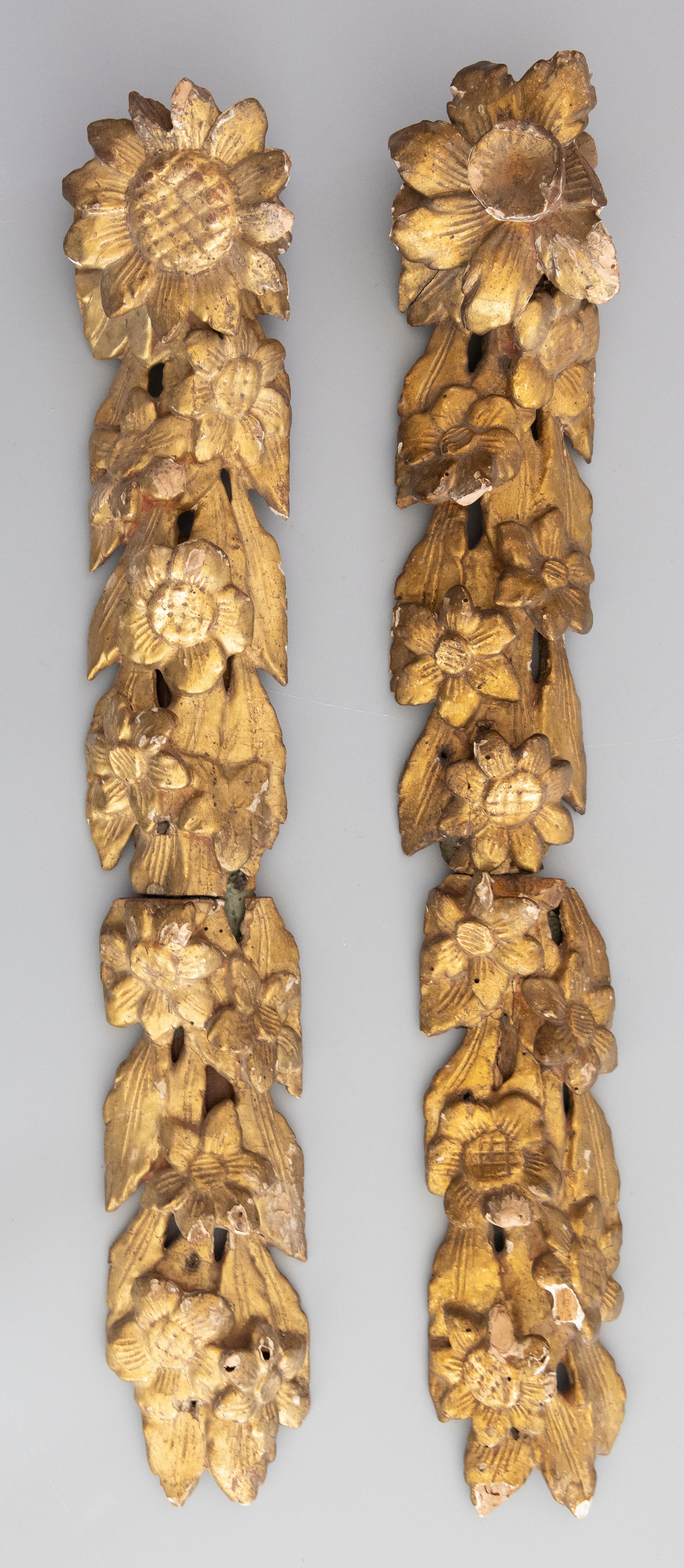 18. Jahrhundert Italienisch Giltwood Floral Hanging Architektonische Fragmente Wand Swags im Angebot 7