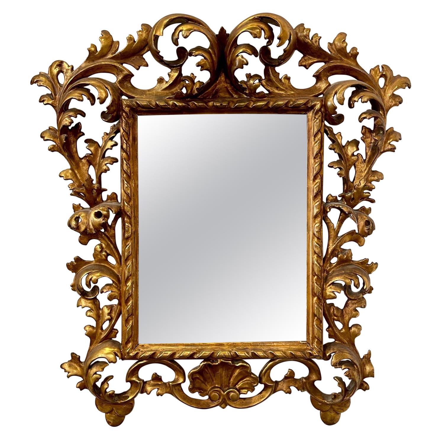 Miroir Florentine du XVIIIe siècle en bois doré italien