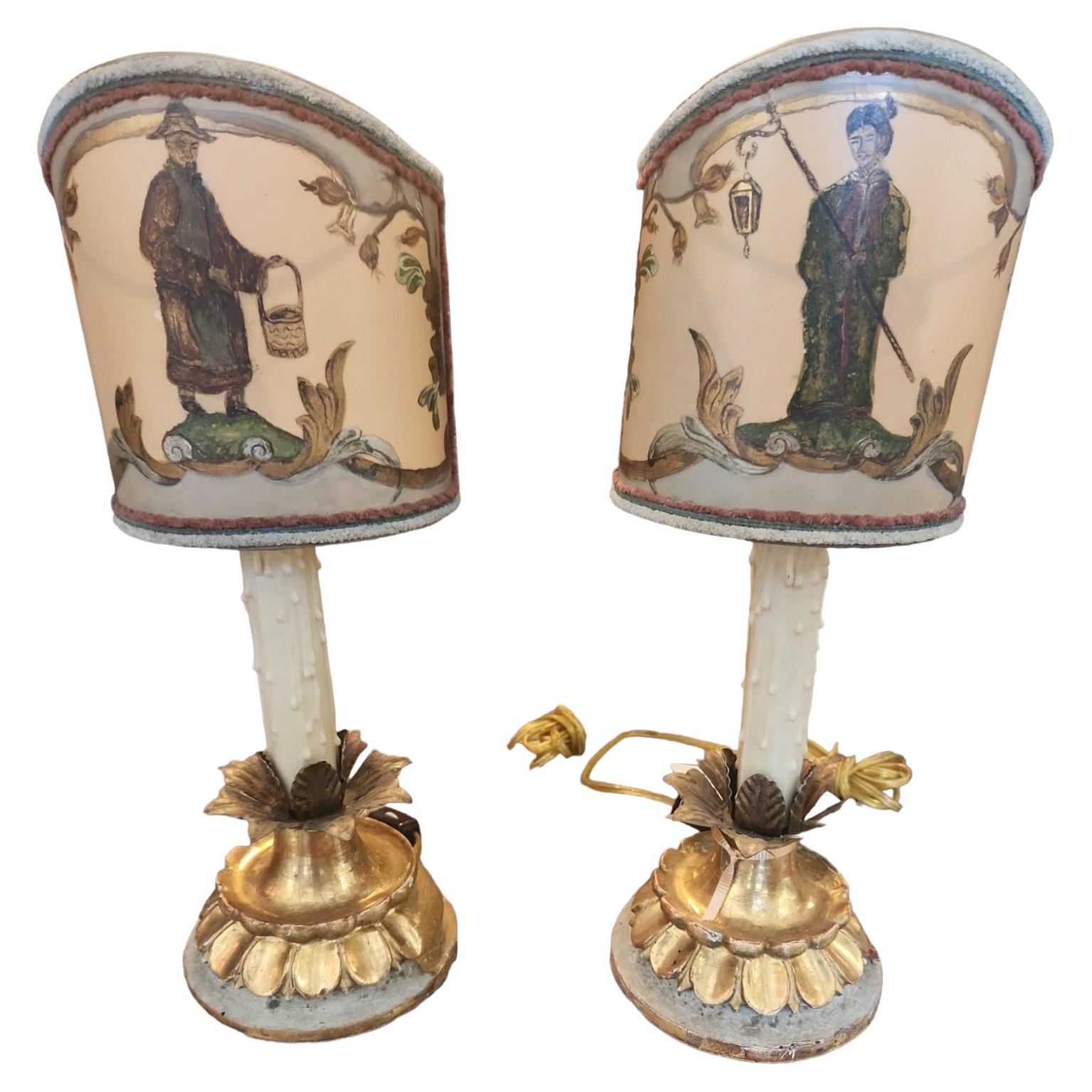 18th Century Italian Giltwood Fragments Converted to Lamps For Sale