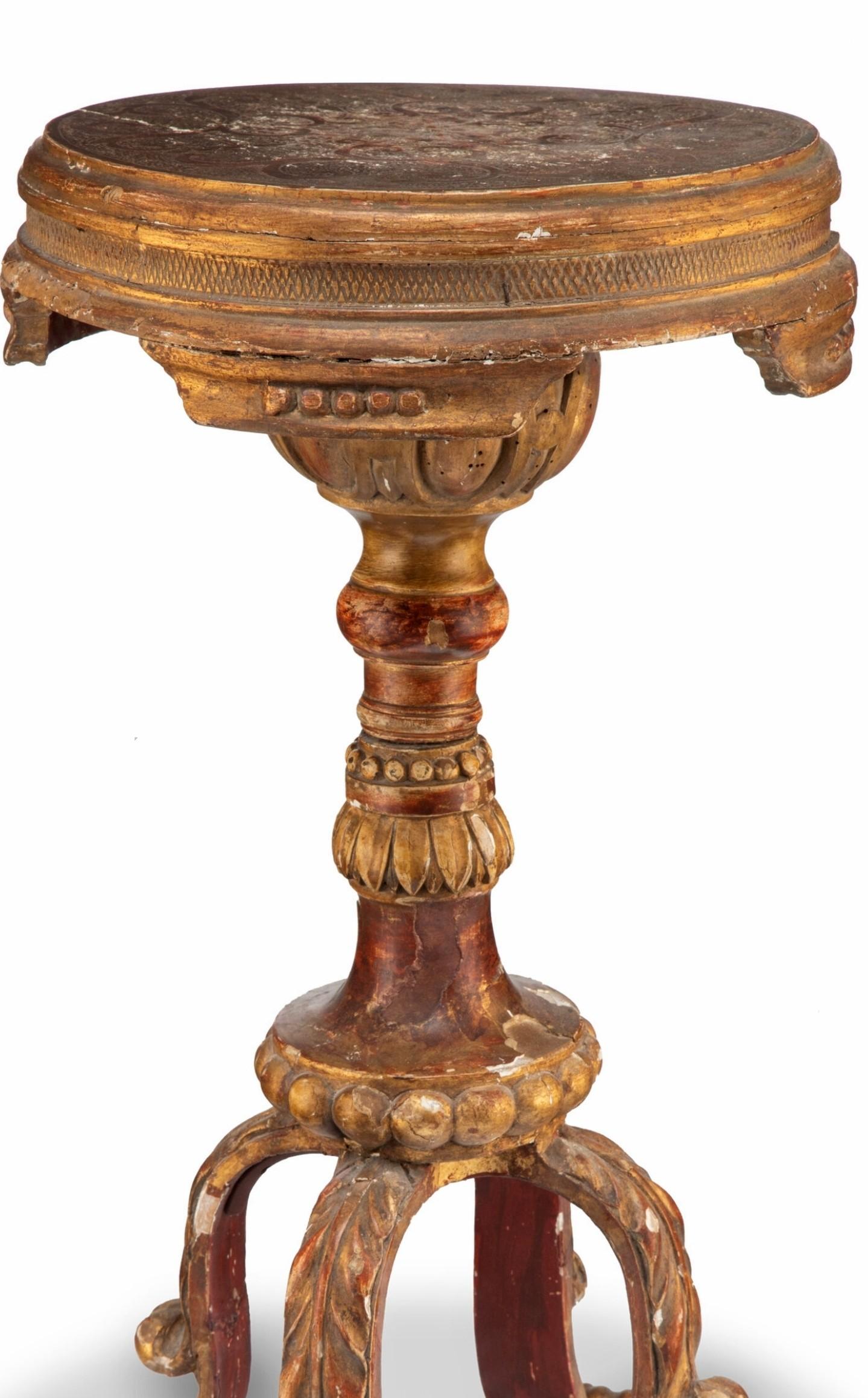 Barocco Tavolo Gueridon in legno dorato italiano del XVIII secolo in vendita