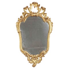 18th Century Italian Giltwood Mirror Louis XV with Mercury Plate Antique 18th Century Italian Giltwood Mirror Louis XV with Mercury Plate