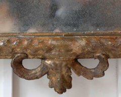 18th-Century Italian Giltwood Mirror with Carved Classical Crest