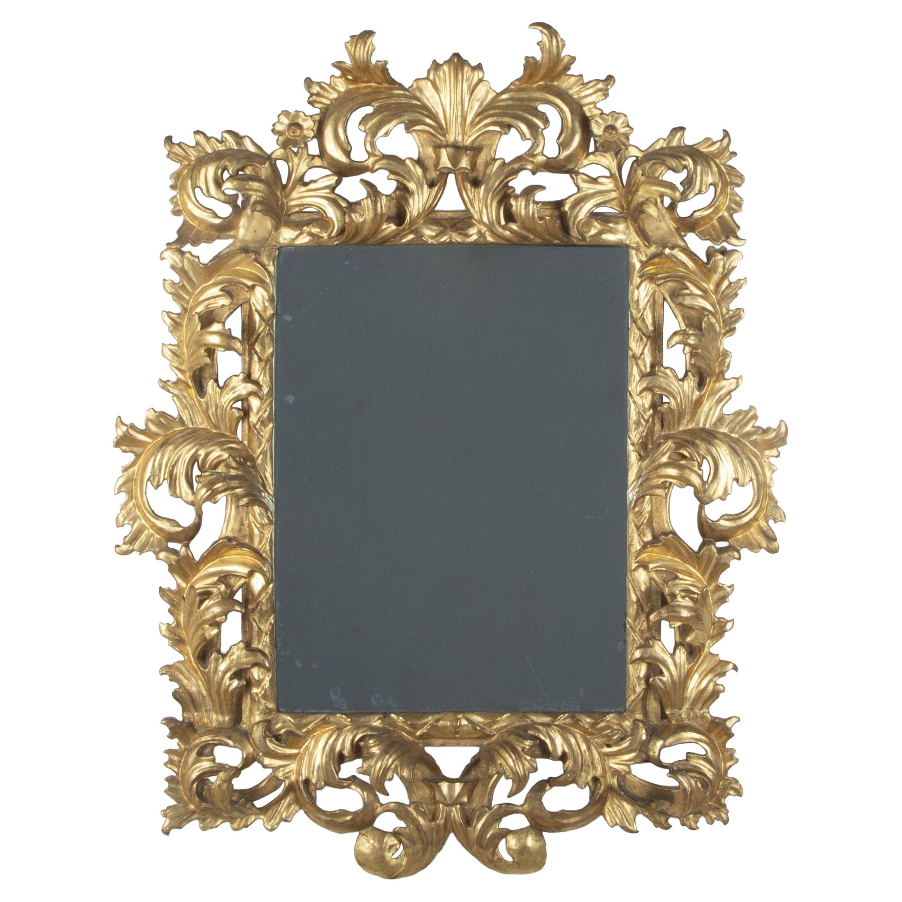 Specchio rococò in legno dorato italiano del XVIII secolo