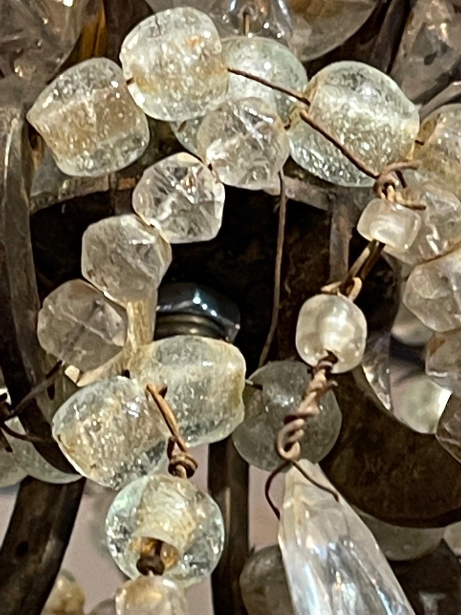 Lustre italien en forme de panier en verre et cristal du XVIIIe siècle en vente 4