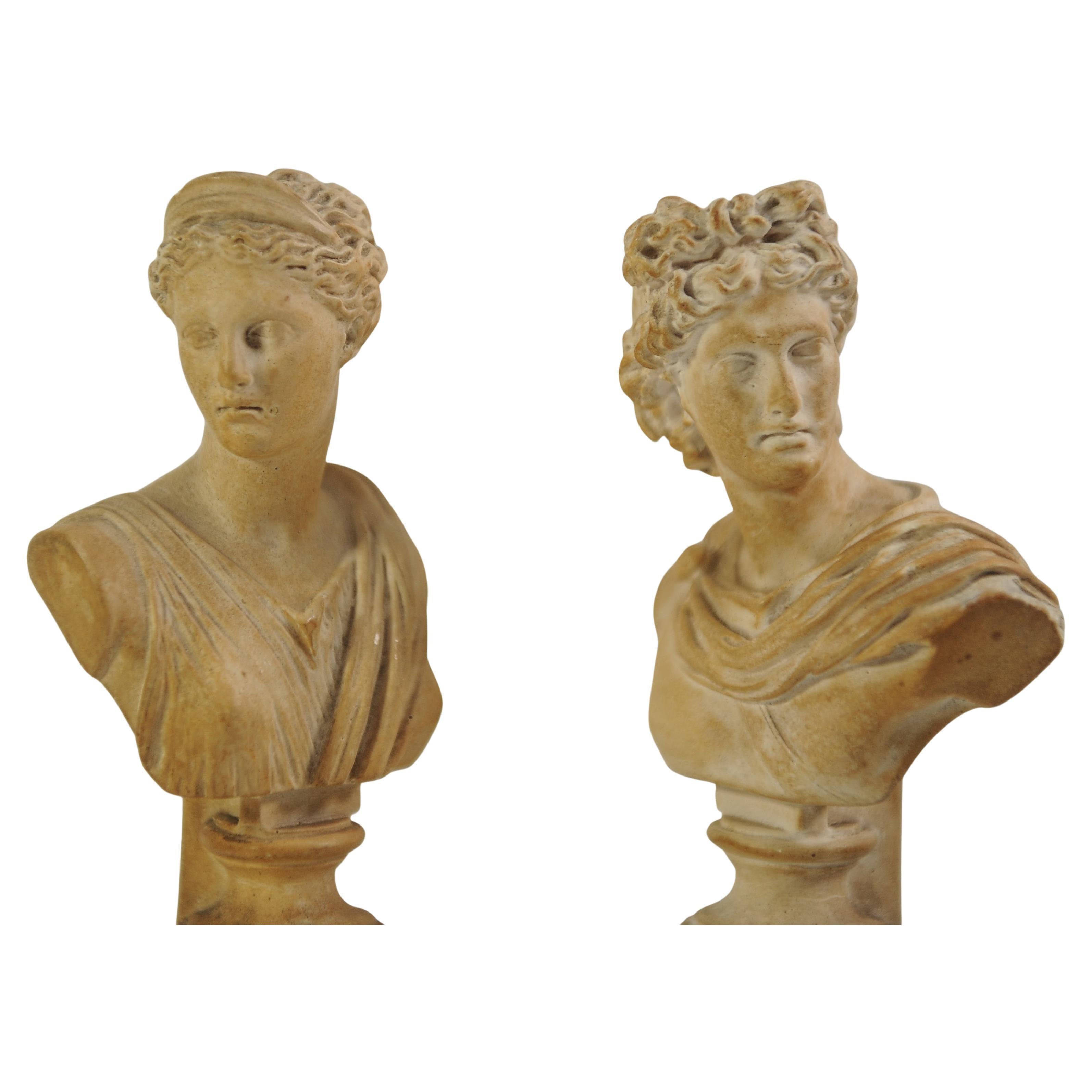 Paire de bustes classiques d'Apollo, Belvedere et Diane du XVIIIe siècle du Grand Tour d'Italie Bon état - En vente à Reading, Berkshire