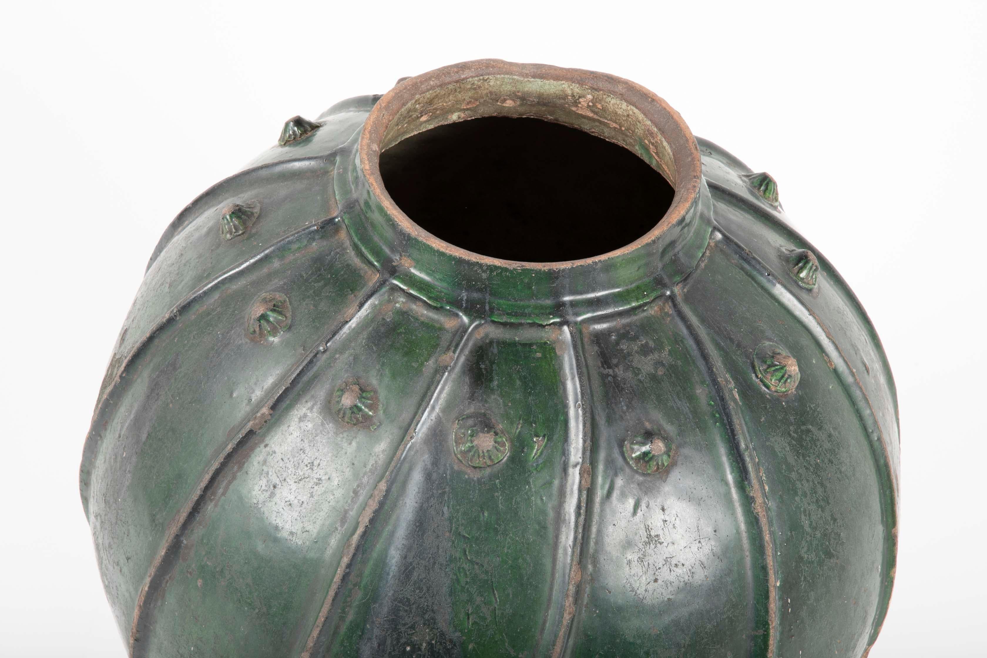 Ceramic 18th Century Italian Green Glazed Storage Jar, Large Scale
