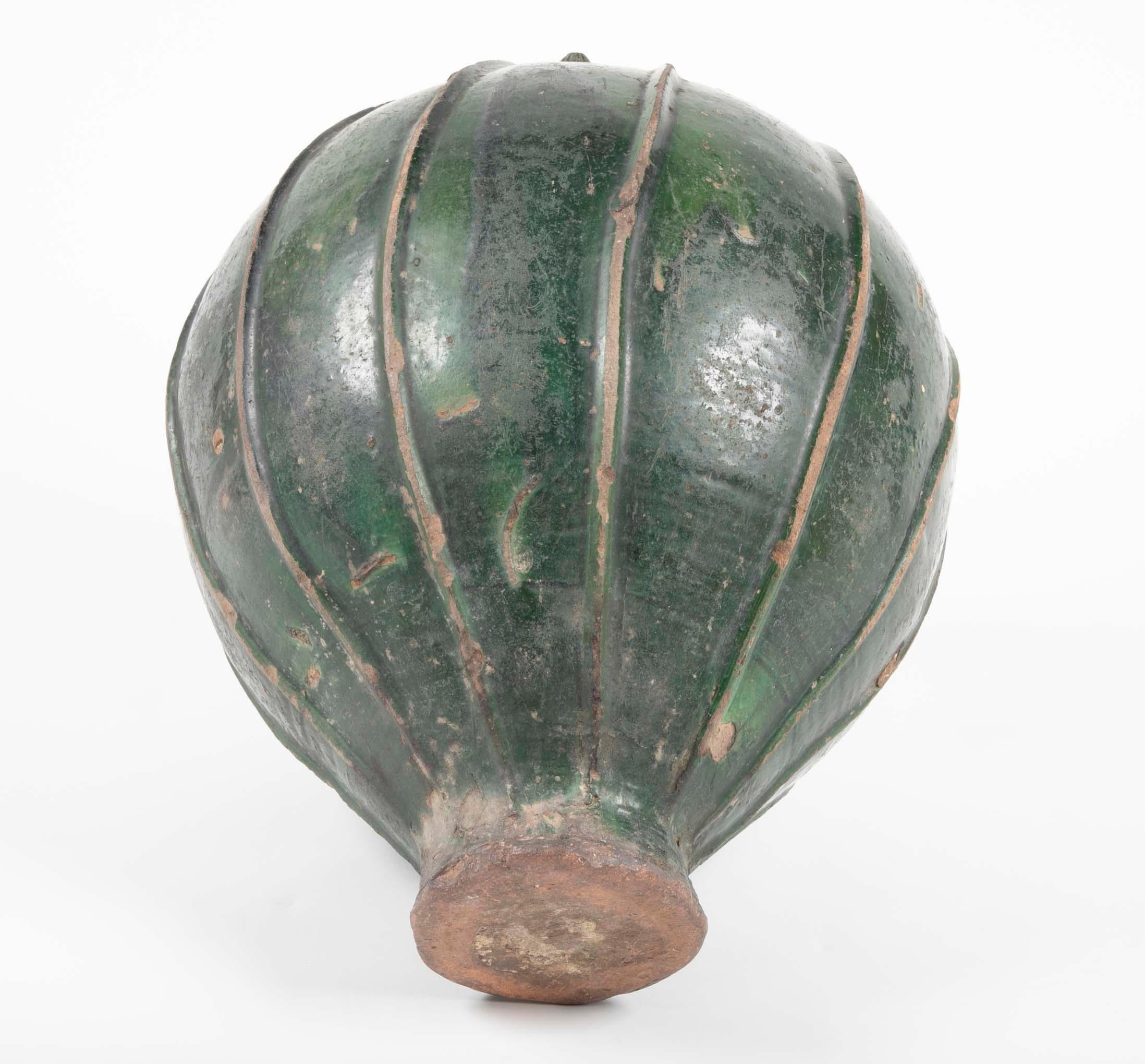 18th Century Italian Green Glazed Storage Jar, Large Scale 2