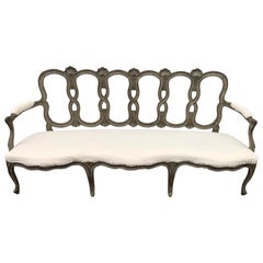 18th Century Italian Grey Painted Rococo Sofa or Settee