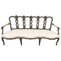 Used 18th Century Italian Grey Painted Rococo Sofa or Settee