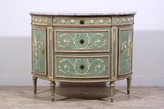 18th century, Italian Half-moon Lacquered Wood Chest of Drawers