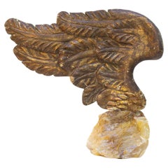 18th Century Italian Hand-Carved Angel Wing on Honey Calcite Crystal