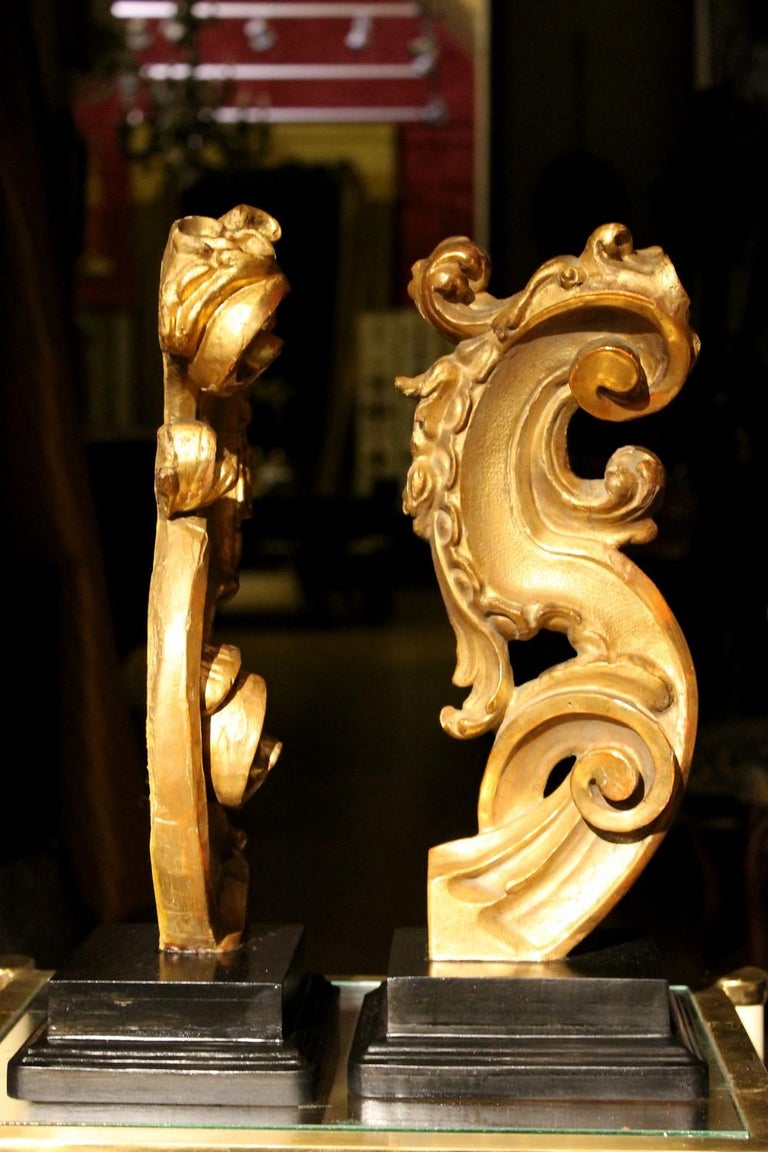 18th Century Italian Hand Carved Architectural Giltwood Fragments on ...