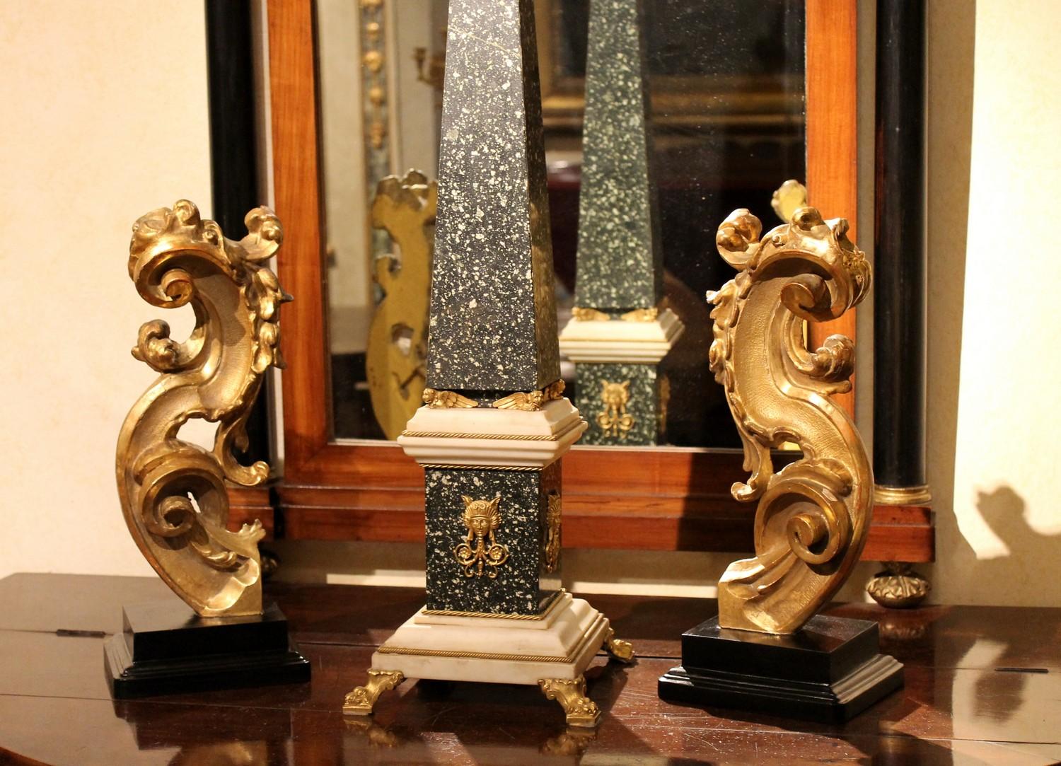 18th Century Italian Hand Carved Architectural Giltwood Fragments on Black Stand 8