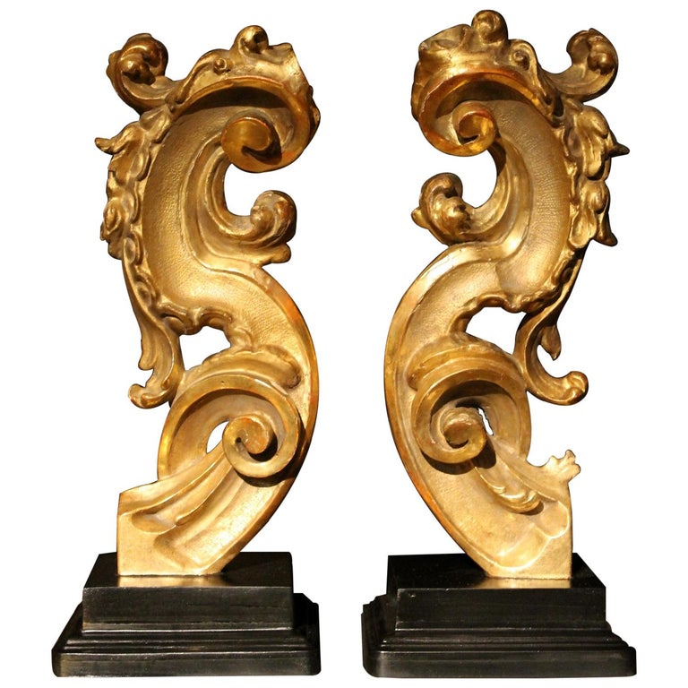 18th Century Italian Hand Carved Architectural Giltwood Fragments on ...