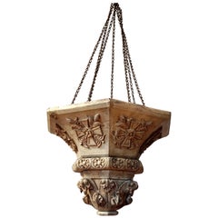 Used 18th Century Italian Hand Carved Oak Lantern