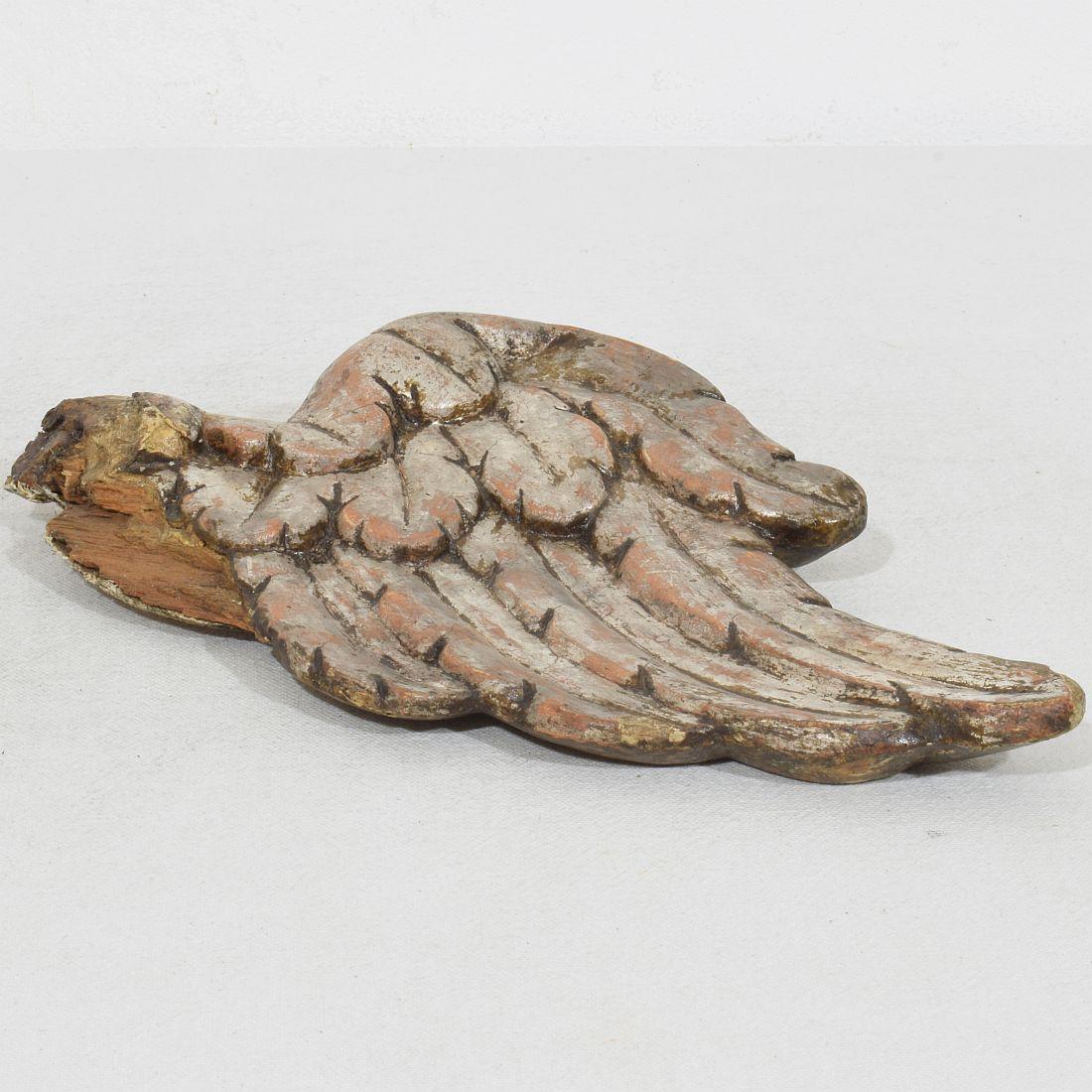 18th Century, Italian Hand Carved Wooden Wing of a Baroque Angel For Sale 6