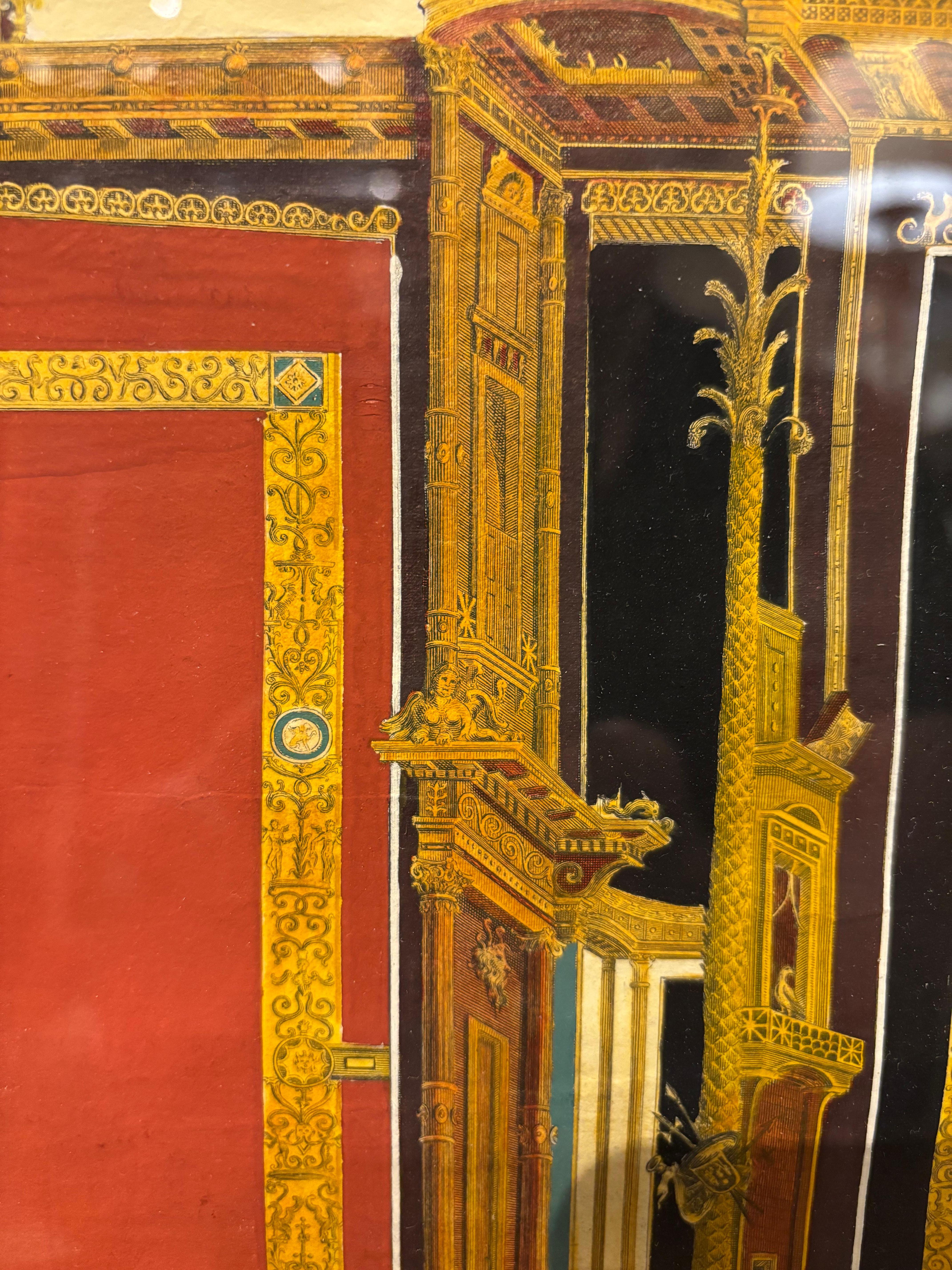 Italienischer handkolorierter Kupferstich aus dem 18. Jahrhundert von in Pompeji ausgegrabenen Fresken im Angebot 7