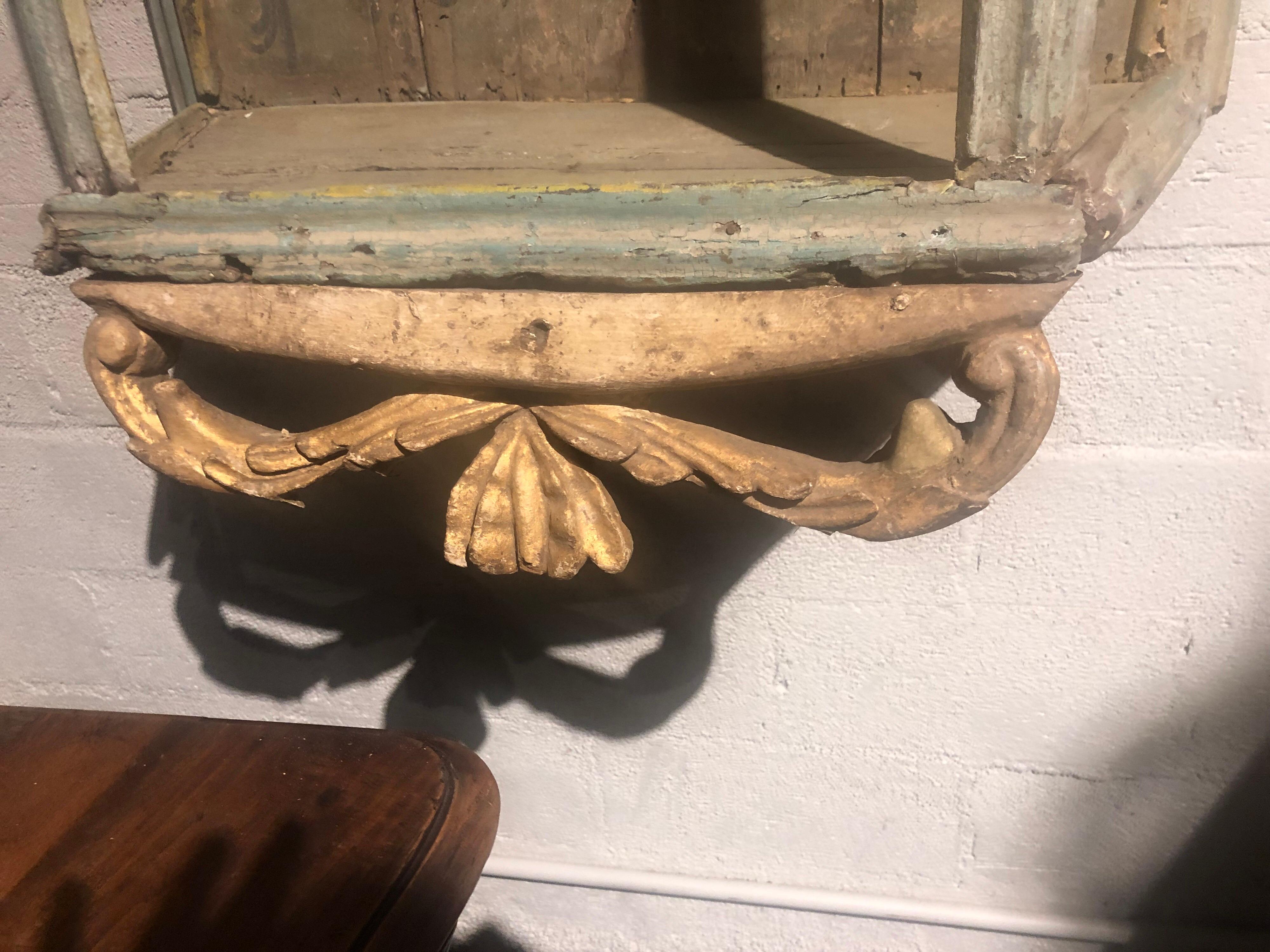 18th Century Italian Hand Painted and Carved Wall Shelf 1
