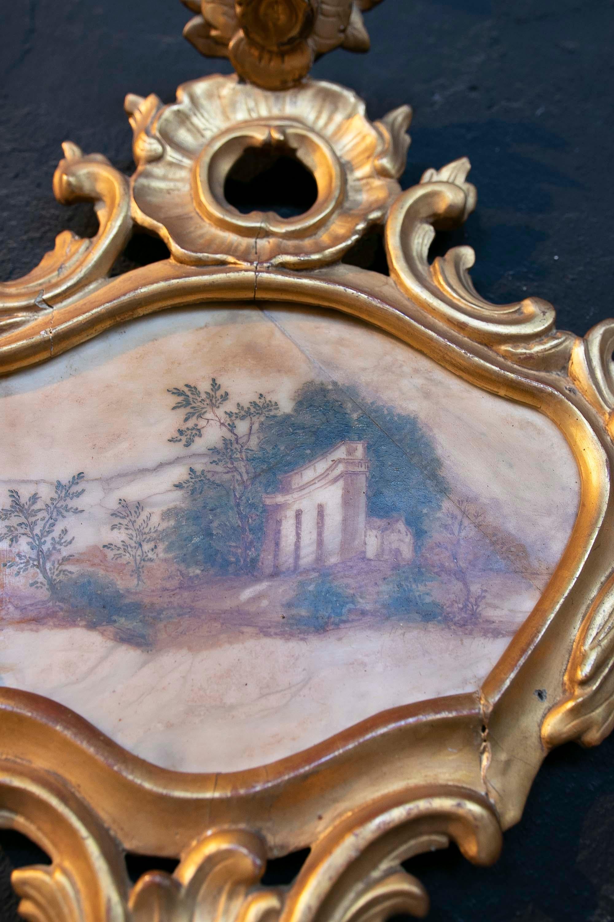 18th Century Italian Hand Painted on Alabaster and Framed Landscape Painting For Sale 16