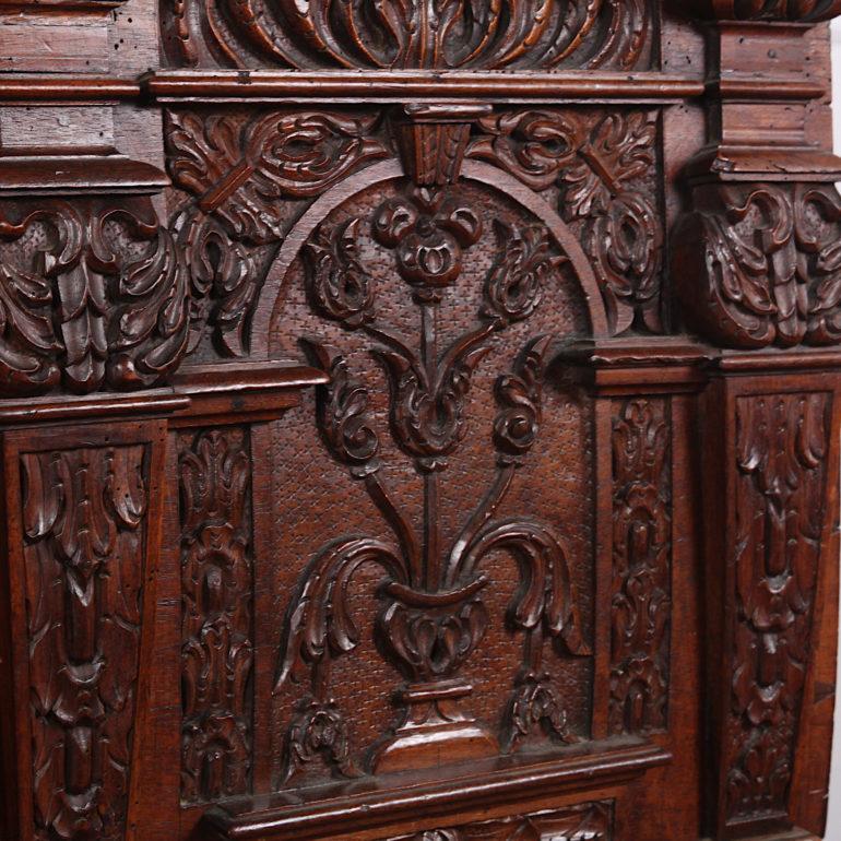 Renaissance 18th Century Italian Highly Carved Cabinet on Stand